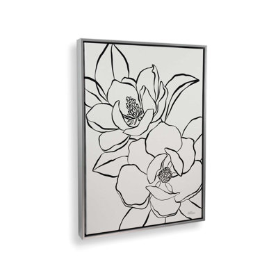 Dessin au trait, paire de magnolias par Cat Thurman Designs, reproduction d'art