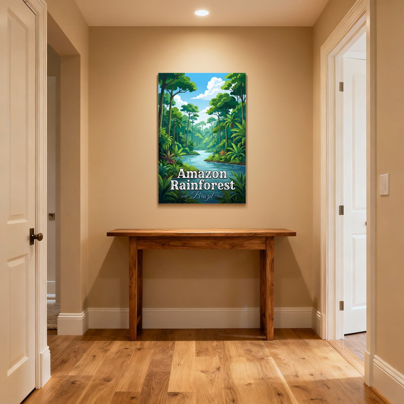 Paysage et paysages urbains, forêt tropicale Amazonie, Brésil, rivière, arbres, vert jungle, H 12 po x l 18 po