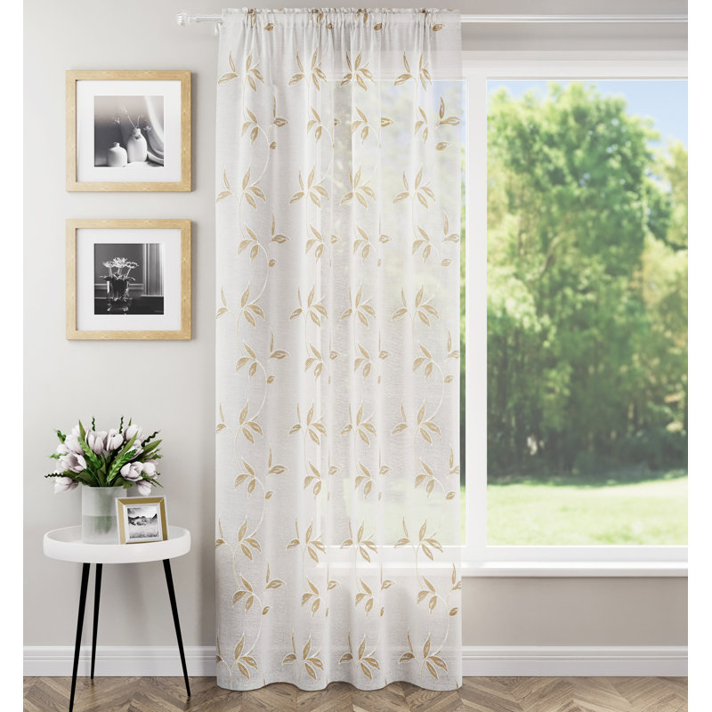 Antwin Polyester Sheers & Voiles Rod Pocket Curtain Single, 139.7cm Width x 137.16cm Drop