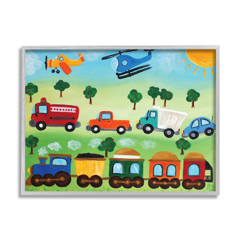 Avions, trains et voitures XXL, estampe numérique encadrée noire, art texturé par nJoyArt, L 24 po x H 30 po
