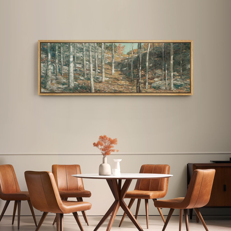 Automne, bois, forêt rustique, paysage, art moderne, H 20 po x l 60 po, Naturel