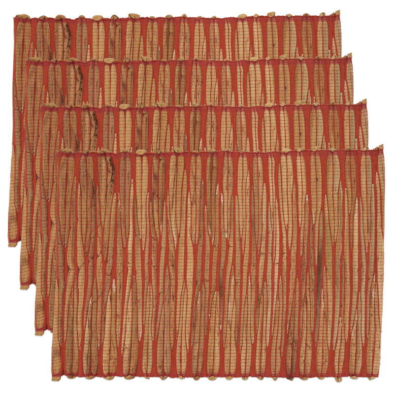 Napperon tissé chic jacinthe d'eau 14 po x 20 po, ensemble de 4, Orange