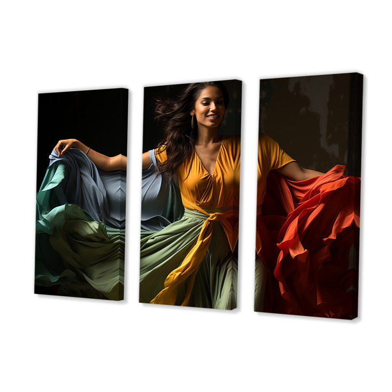 «Cuba Woman Dance Elegance I - Ensemble de décorations murales Cuba, H 32 po x l 48 po