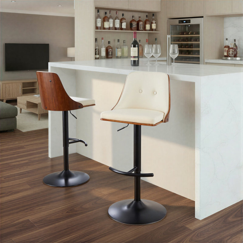 Tabouret de bar Archaimbaud, Noir / noyer, Crème