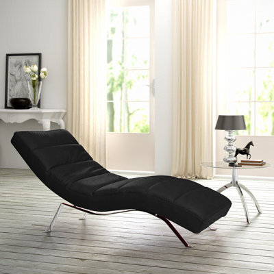 Crosby Upholstered Leather-look Fabric Chaise Lounge with Adjustable Backrest
