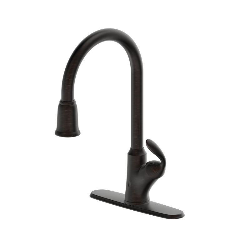 Stilleto Collection Infrared Sensor High-Arc Single Handle Kitchen/Bar Faucet with Matching Deck-Plate - Oil Rubbed Bronze