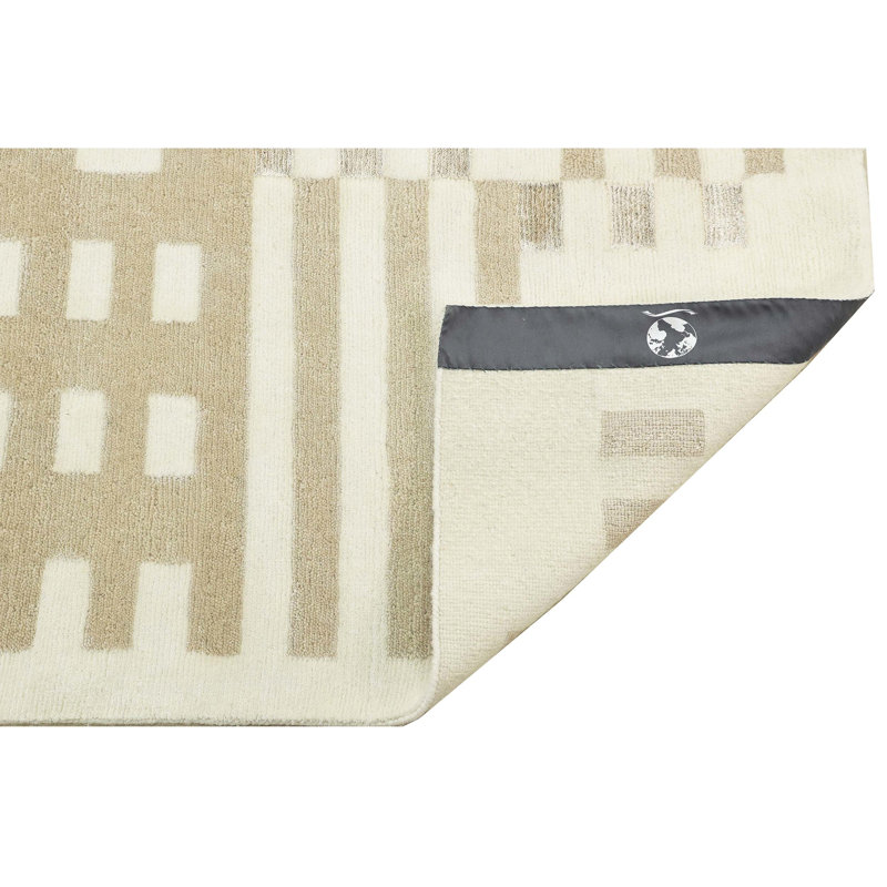 Hand Knotted Striped Area Rug, Rectangle 8' x 10'