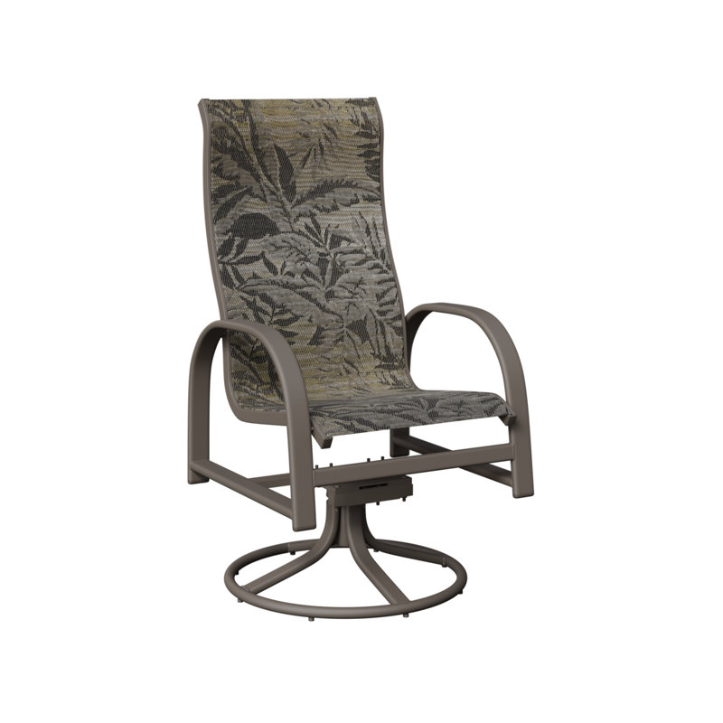 Chaise berçante pivotante à haut dossier avec tissu Sling de Berlin Gardens, Sumba moka, Graphite