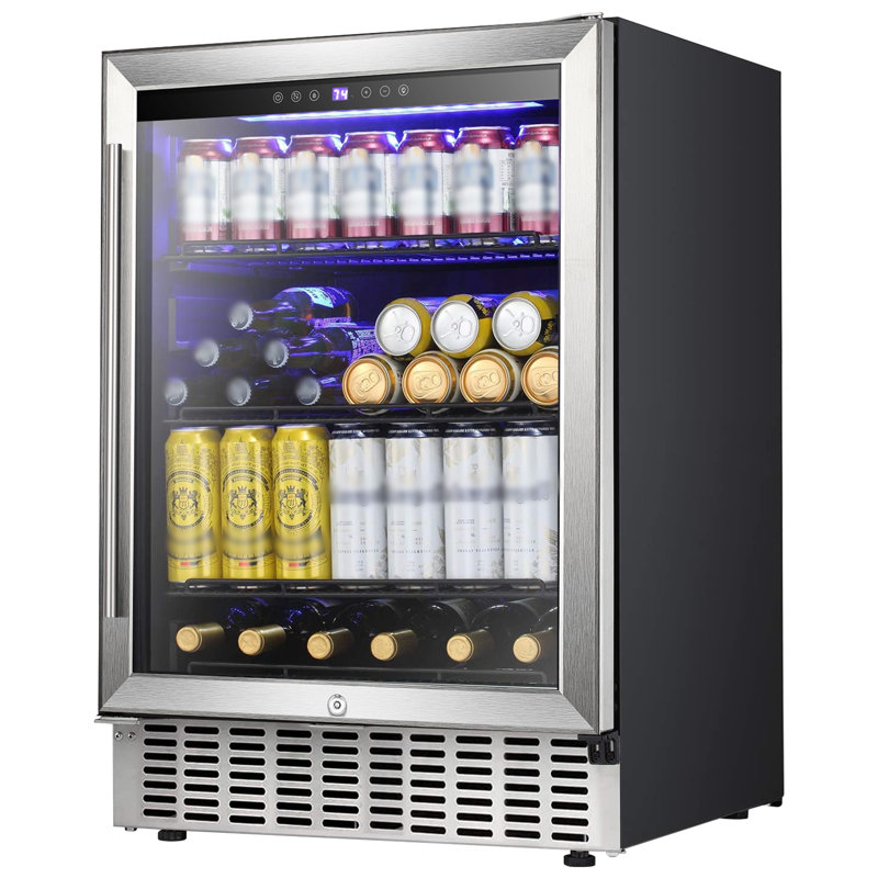YUKOOL 23.43'' W Built-In 149 Cans (12 oz.) Beverage Cooler with Wine Storage