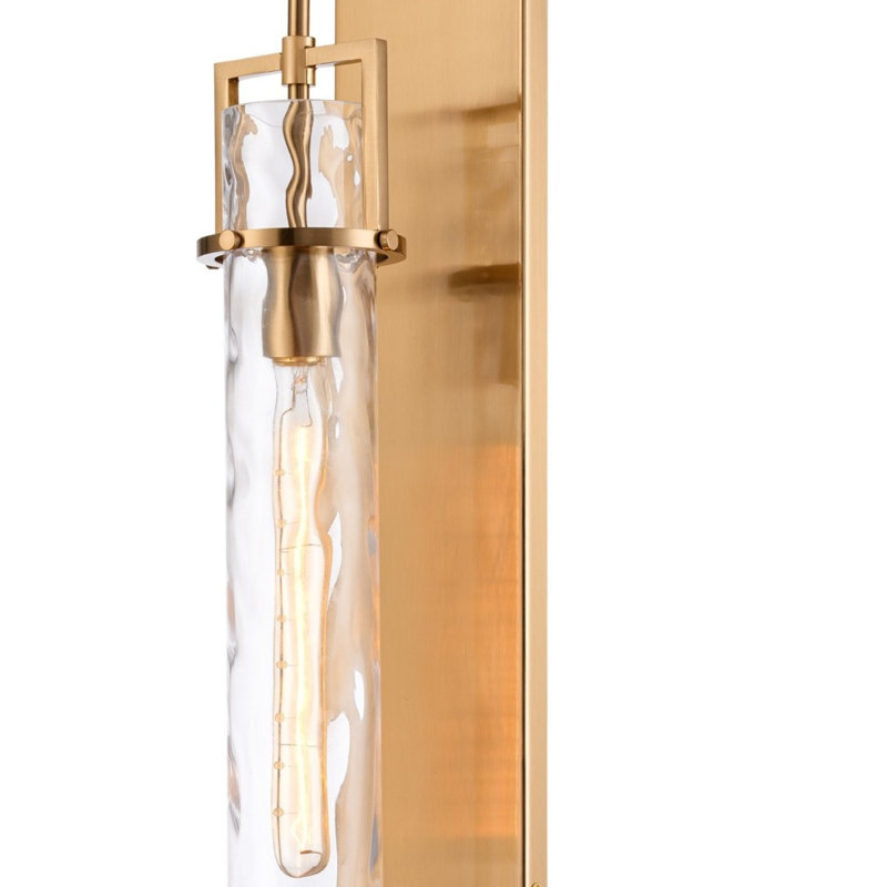 31.5 inches  Jayden Wall Sconce  in  Lacquered Gold  with  slender water glass