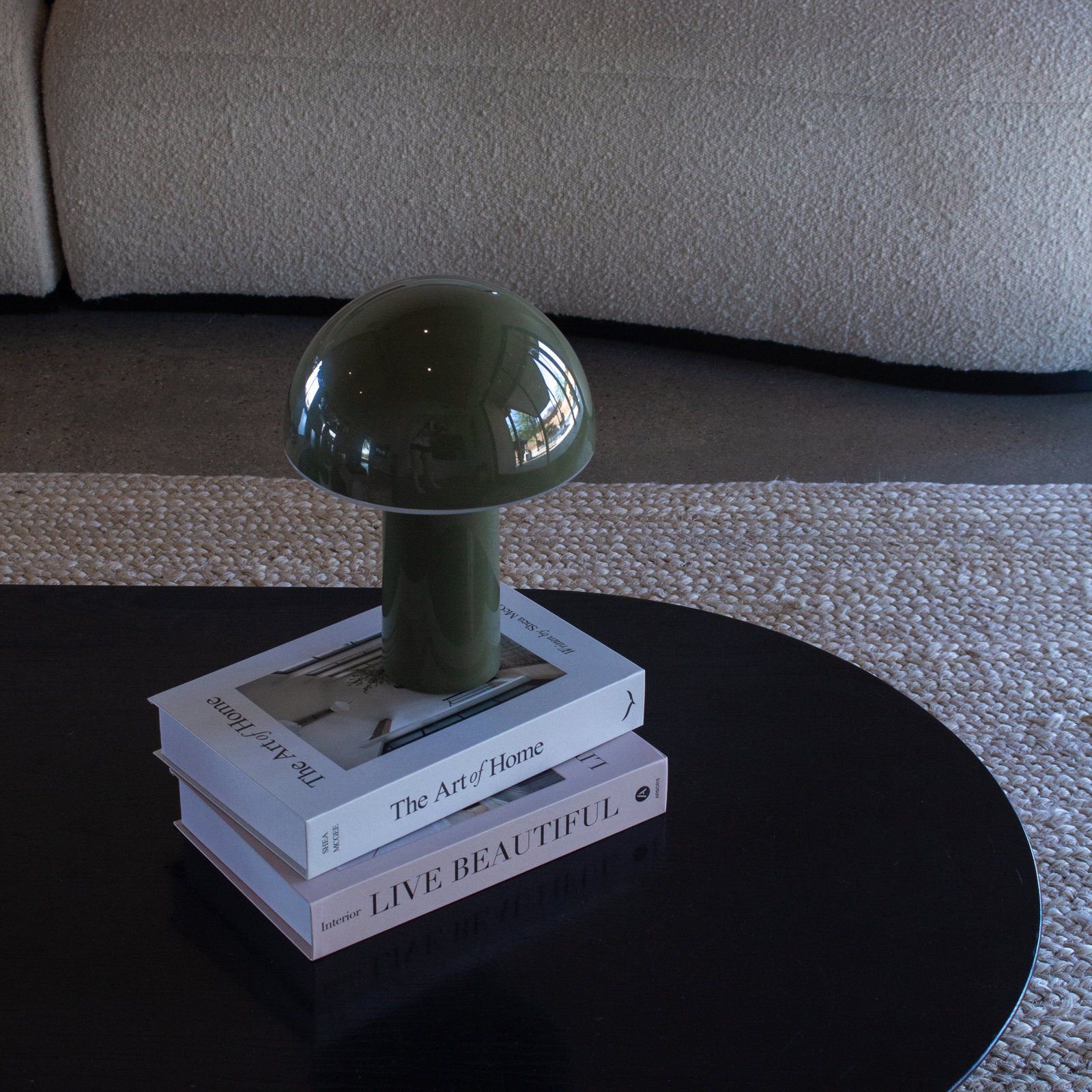 Celia 10" Mushroom Portable LED Table Lamp, 3-Way Dimming and Rechargeable, Green