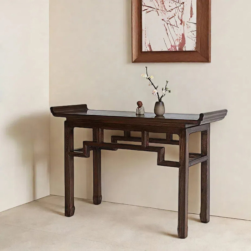 Solid Elm Wood Console Table, 36.2" H x 59.1" W x 14.2" D