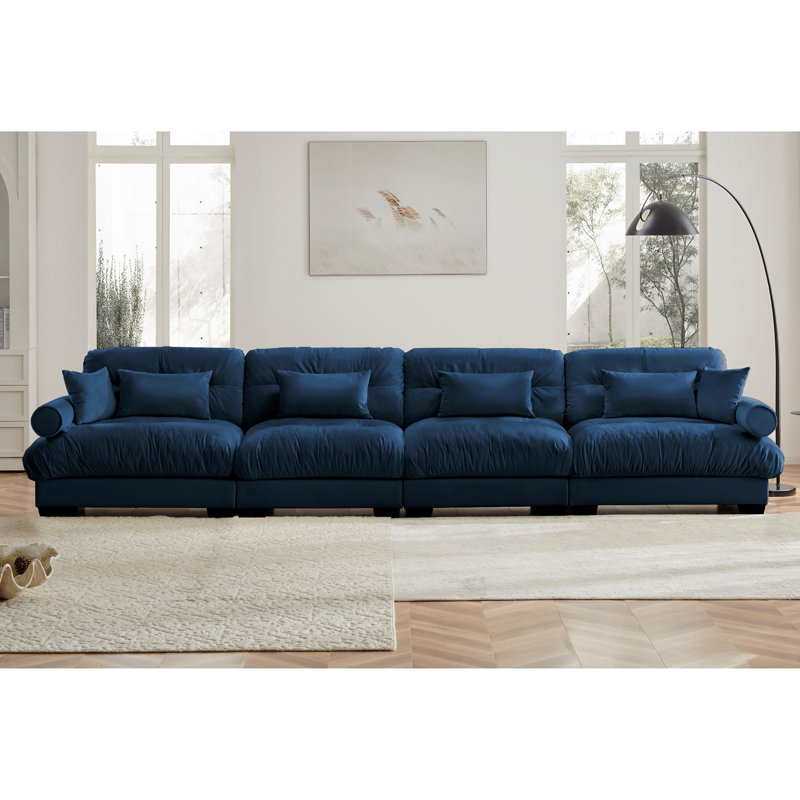Canapé modulaire en velours surdimensionné Comfort, Velours bleu