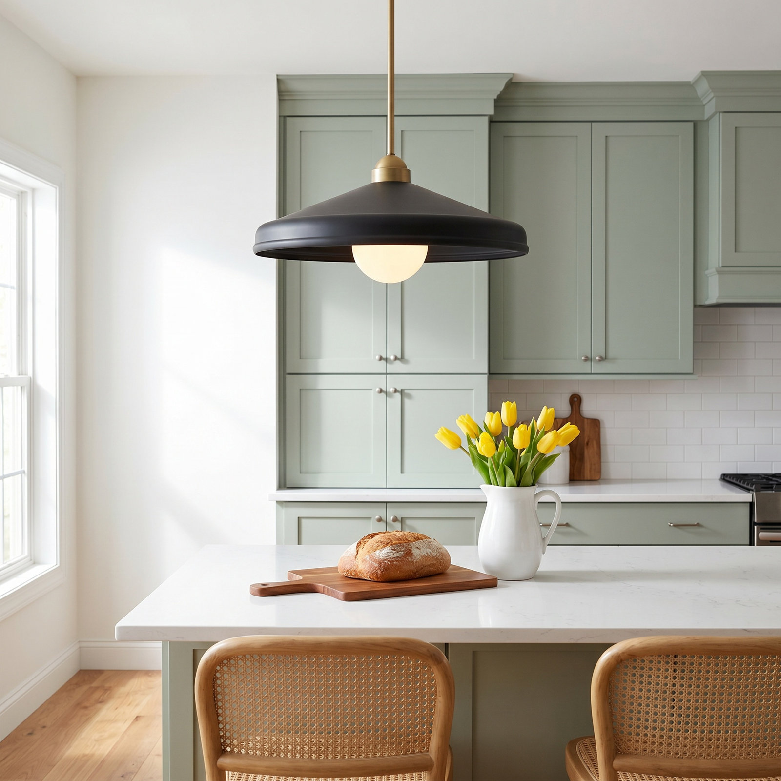 Delilah Dimmable Single Light Pendant, Black