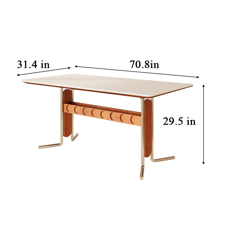 Table de salle à manger rectangulaire Sicilee, Blanc, H 29,5 po x L 70,8 po x l 31,4 po