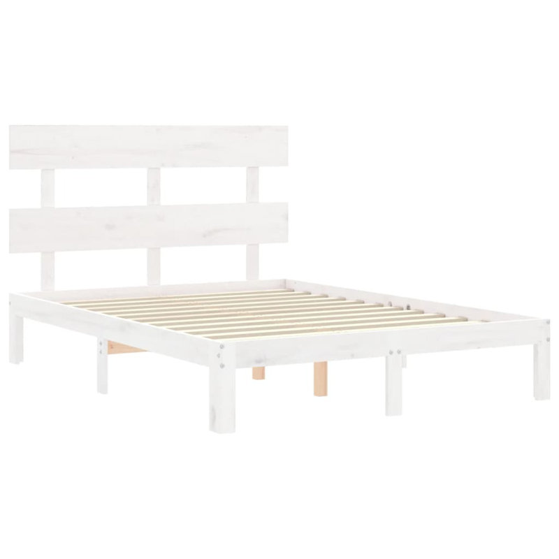 Bed Frame with Headboard, White, Small Double (4')