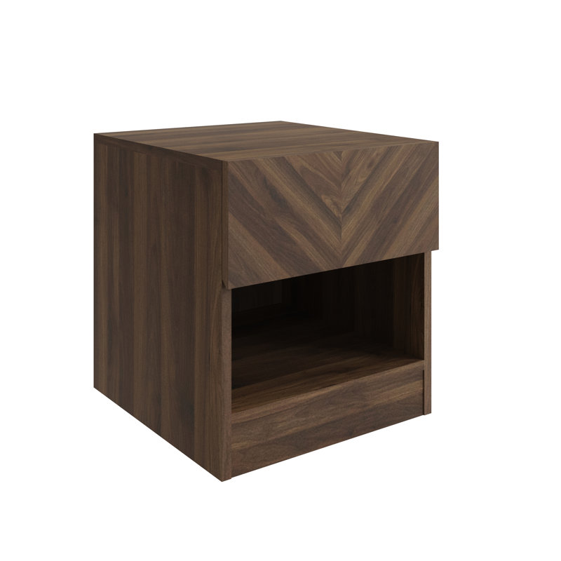 Motonori Block End Table, Dark Brown Wood