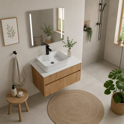 Meuble-lavabo mural flottant avec lavabo pour rangement de salle de bain