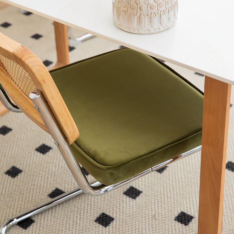 Ensemble de 2 chaises de salle à manger en rotin, Vert olive, Argent