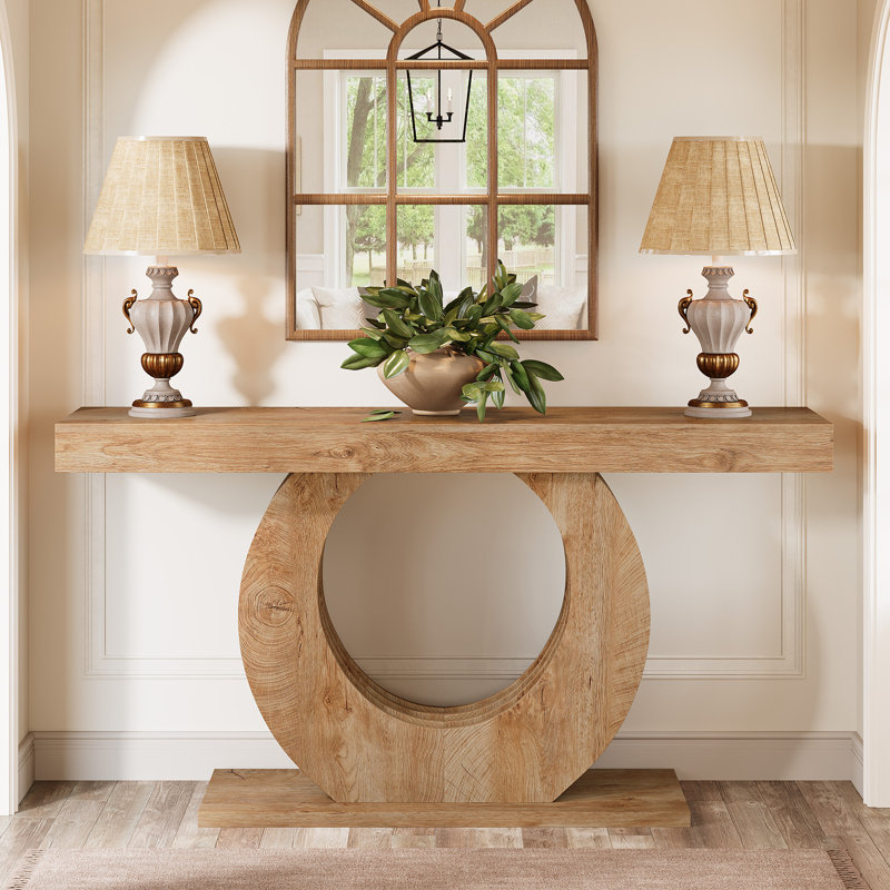 63-Inch Wood Console Sofa Table, Light Brown
