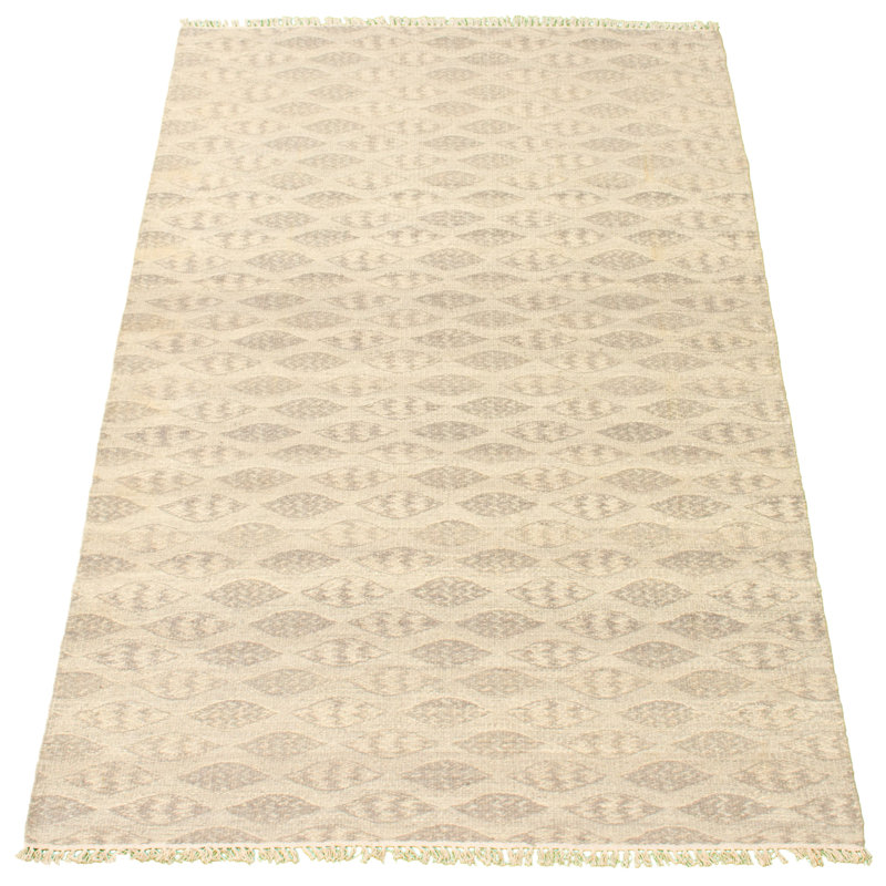Tapis décoratif en laine noué à la main de conception unique en laine Ivoire 5 pi x 8 pi Bryttanie