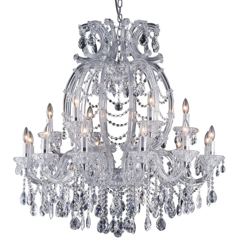 Lustre en cristal transparent 18 lumières Traditional, Transparent