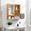 Bamboo Bathroom Cabinet With Mirror, Wall Mounted, Vanity Storage, Over Toilet, 2 Sliding Doors