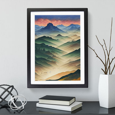 Misty Mountain Landscape - Framed Print