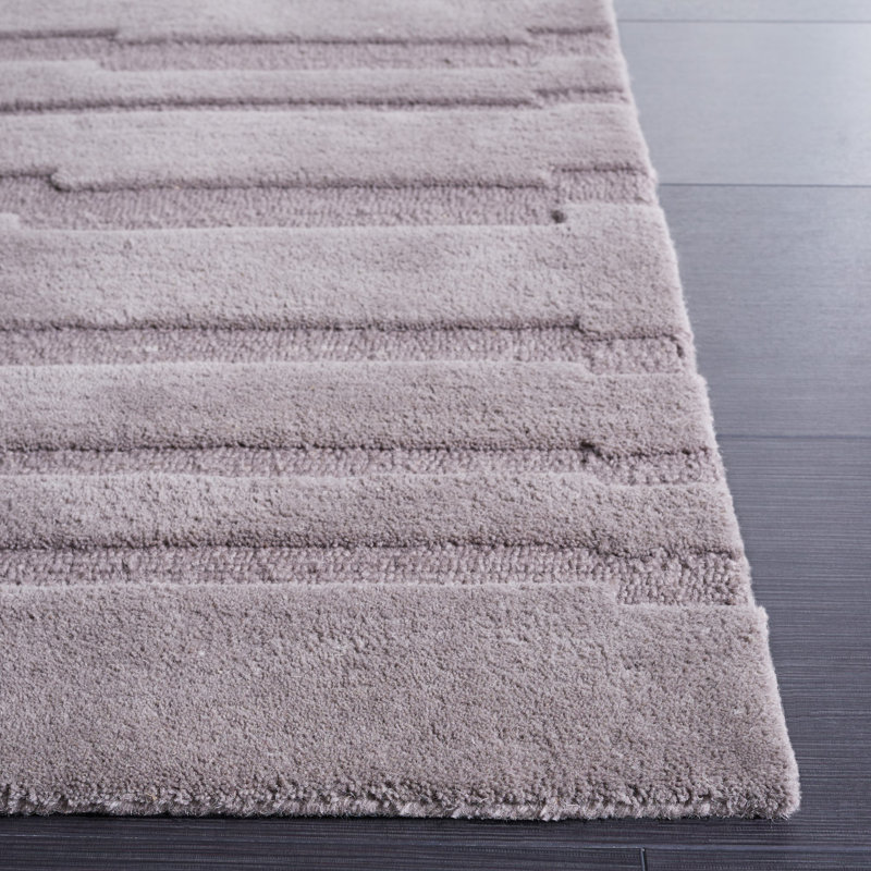 Tapis gris en laine / coton touffeté à la main Elona, Carré 6 pi