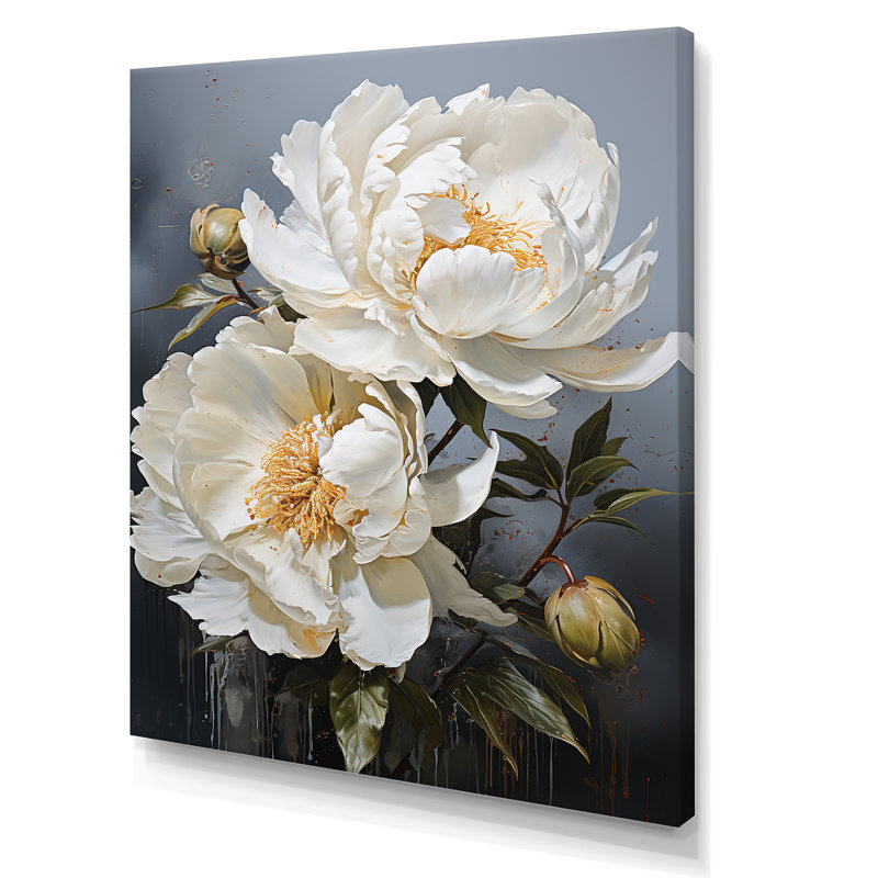 Beige Whispers Of Peony IV sur impression sur toile, Toile tendue, H 44 po x l 34 po x P 1,5 po