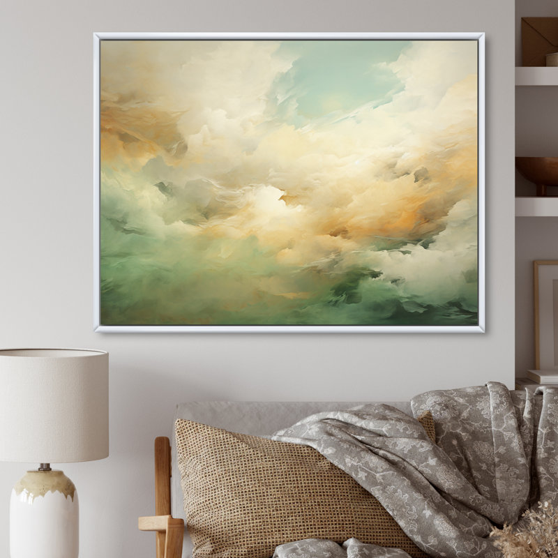 «Elegant Sky Whispers II», art mural sur toile Sky, Cadre flottant blanc, H 34 po x l 44 po