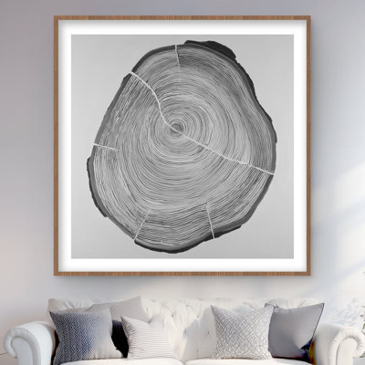 Bûche de bois en niveaux de gris - chambre à coucher décor de nature morte, impression encadrée