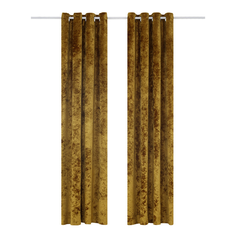Reiban Room Darkening Curtain Pair, Ochre, 229cm Width x 137cm Drop