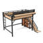 Twin XL Loft Bed with Slide, Storage Shelves, Wardrobe, USB & LED Metal Bed Frame, Black-972614486-972614507