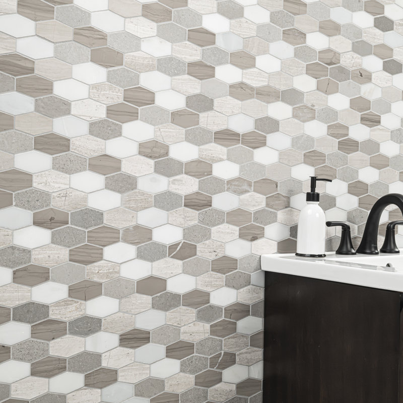 Veneto Mix Hexagon 12 in. x 12 in. Honed Marble Mosaic Floor and Wall Tile