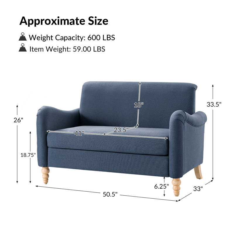 Causeuse Terren, Bleu ardoise