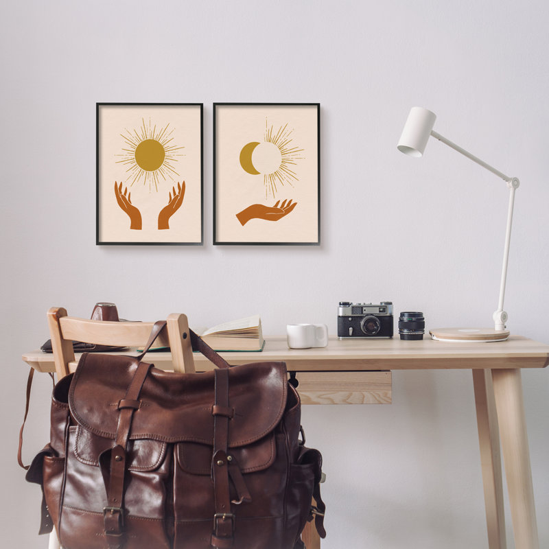 Boho Chic mains embrassant éclairé ciel éclipsé Victoria Barnes, H 11 po x l 14 po, Giclée encadrée noir minuit