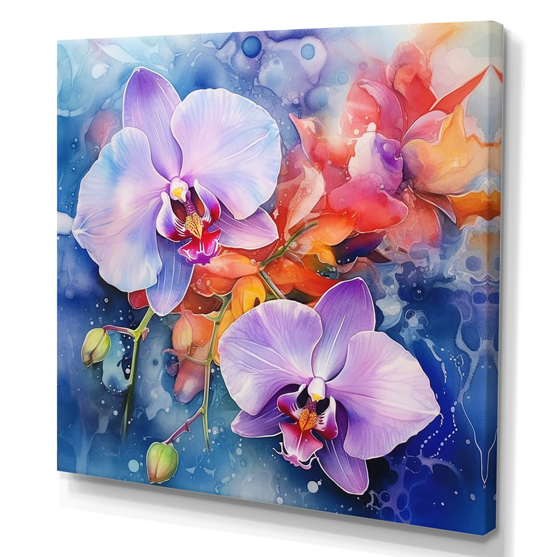 Belles orchidées rêveuses colorées II, H 36 po x l 36 po x P 1,5 po, Toile tendue