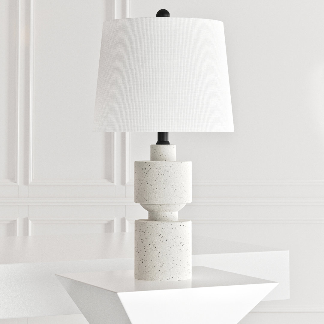 24.5 in. Cream Ivory Modern Farmhouse Dimmable Resin Bedroom Living Room Bedside Desk Nightstand Table Lamps with White Linen Empire Shade Ebern Designs