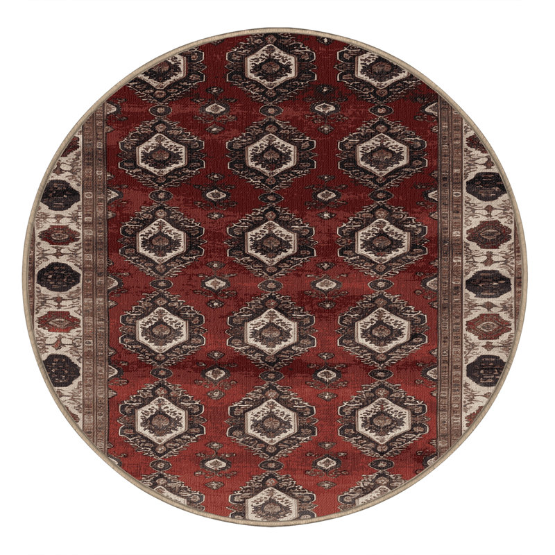Tapis brun lavable à la machine, Rond 7 pi