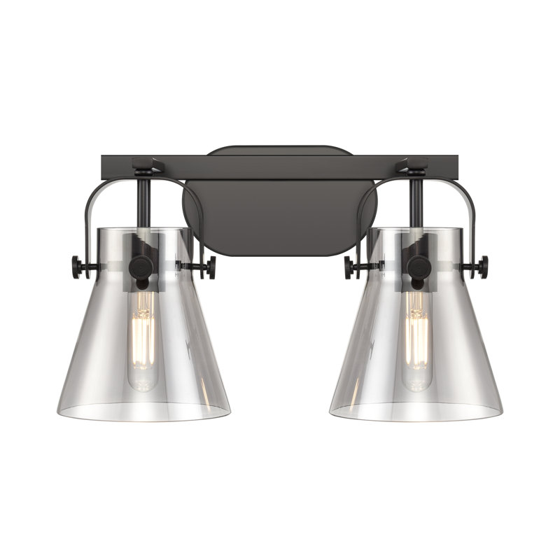Éclairage pour meuble-lavabo mural 6 po 2 lumières Sidman, Fumée, Noir mat, Deux lumières
