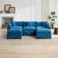 Canapé Cloud 3 places (le repose-pieds n'est pas inclus), canapé modulaire moderne, pour le salon, la chambre à coucher et les appartements, coussin de siège rembourré à double couche confortable, tissu chenille respirant, bleu