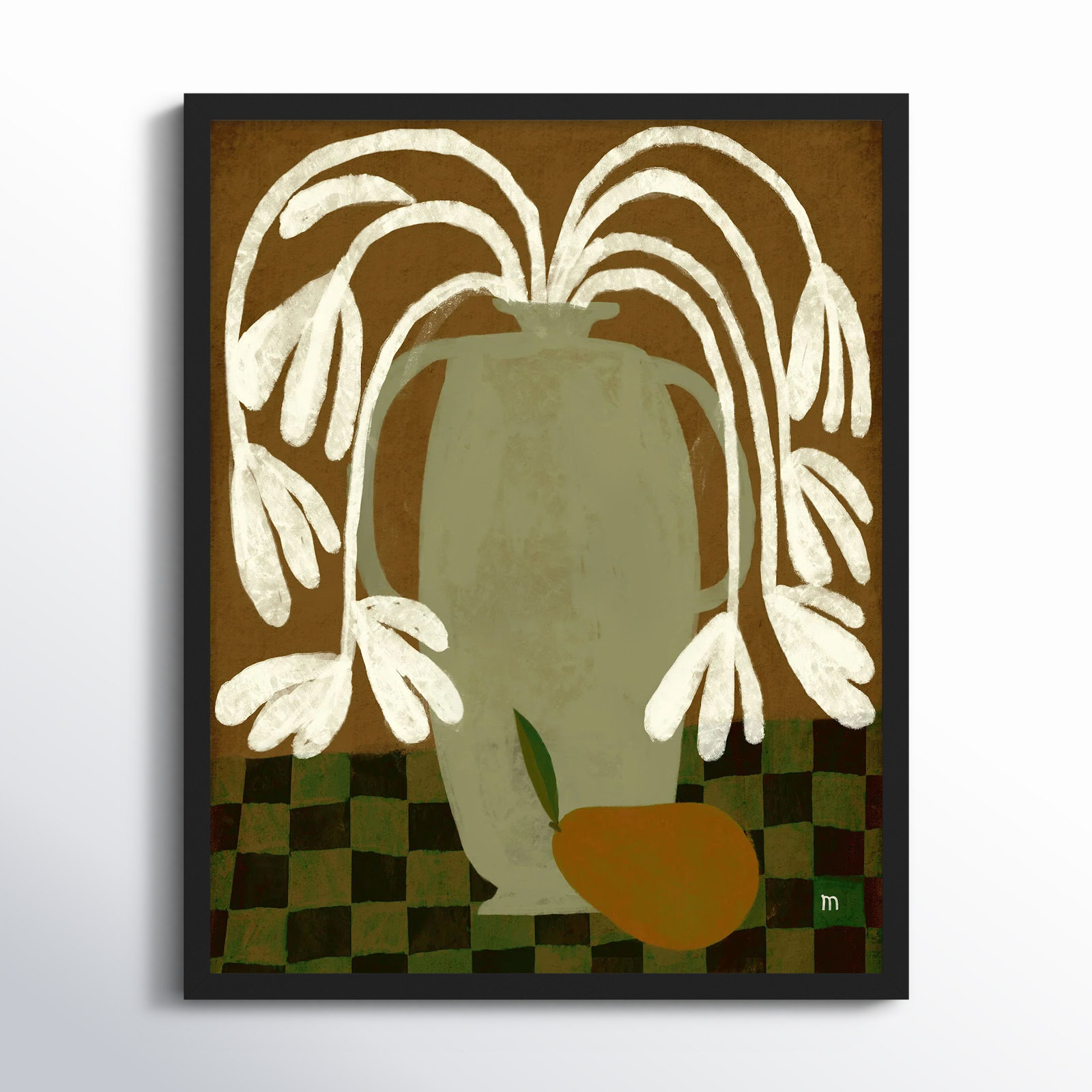 Juliane "Pear" Painting, Black, 25" H x 20" W x 1.25" D
