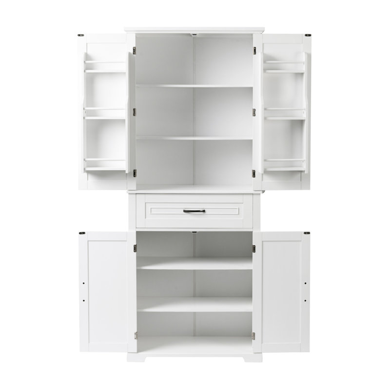 Armoire de rangement de salle de bain avec portes et tiroir, Blanc