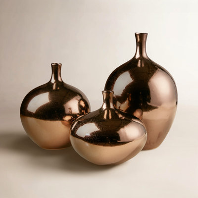 Ansen Mirrored Ceramic Decorative Vases 3-piece set