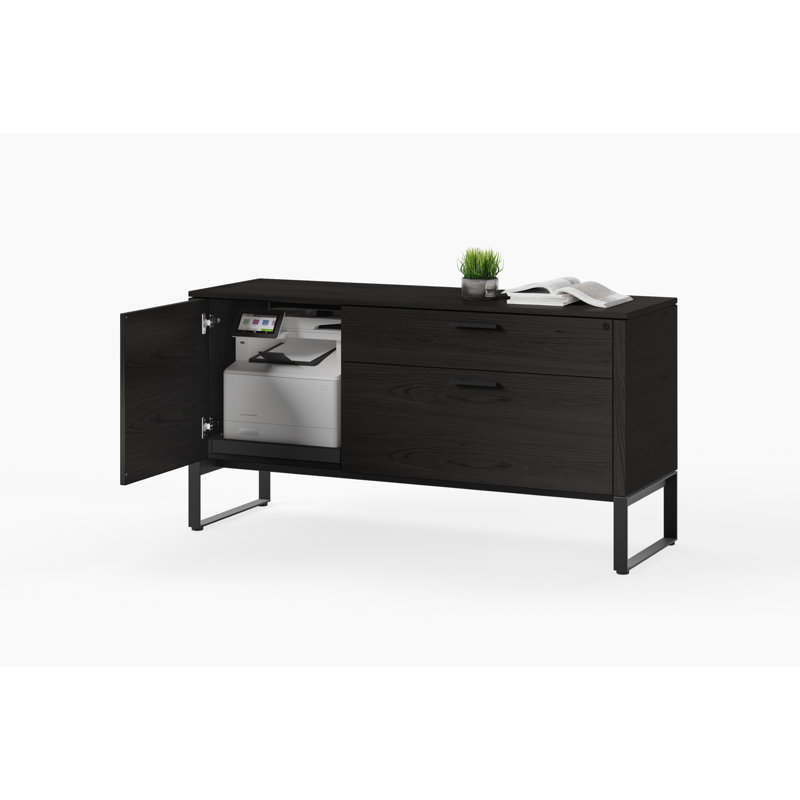 Linea Office Multifunction Cabinet, Charcoal Stained Ash