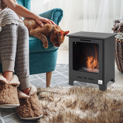 Platz 15.75'' W Black Ethanol,Bio-Ethanol Fireplace