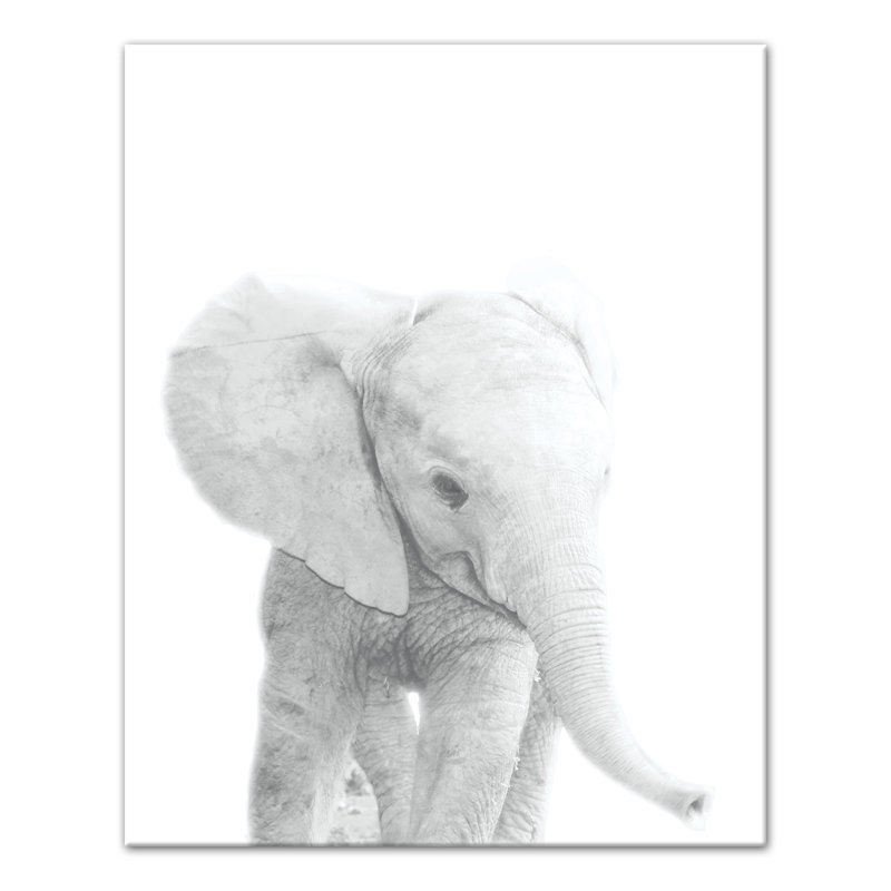 Art sur toile d’éléphant baby Becerra, H 20 po x l 16 po x P 1,25 po