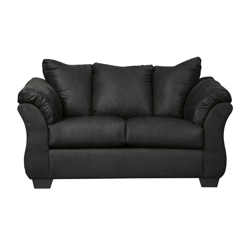 Canapé avec accoudoirs à plateau-coussin Darcy, Noir, H 37 po x l 67 po x P 39 po