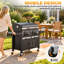 Large Charcoal Grill with Adjustable Charcoal Trays, Cast Iron Grates, Built-In Chimney & Foldable Side Tables